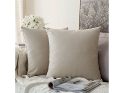 2026-42164-funda De Almohada Suave De Terciopelo 2 Piezas 45x45 Cm Sin Relleno Color Beige Para Sofá Cama Coche Oficina