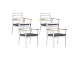 Conjunto de 4 sillas BELIANI Cavoli de Aluminio Blanco 54x60x82