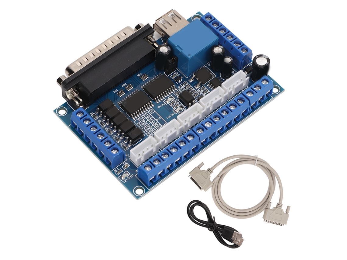 Placa De Interfaz Para Controlador De Motor Paso A Paso De 5 Ejes Con Aislamiento Mediante Optoacoplador Usb Db25 Azul
