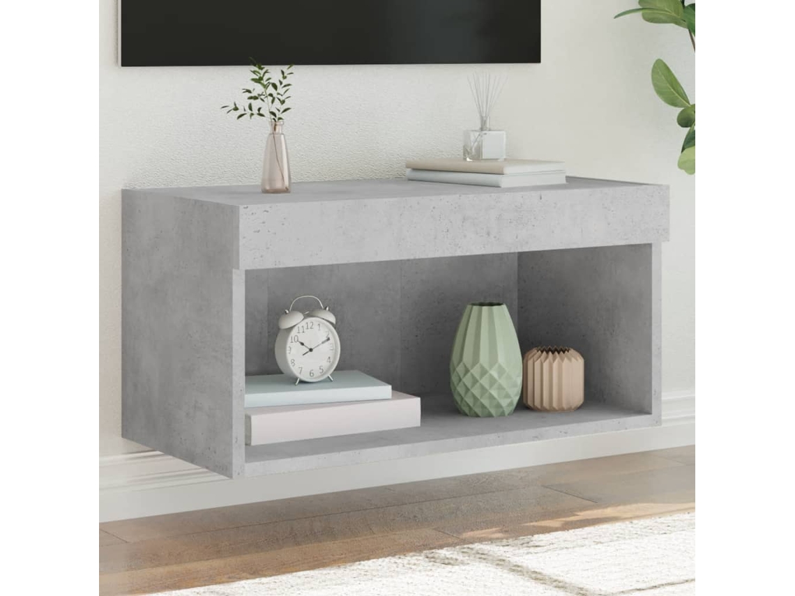 Mueble Para Tv | Armario Para Tv | Gabinete De Tv Con Luces Led Gris Hormigón 60x30x30 Cm