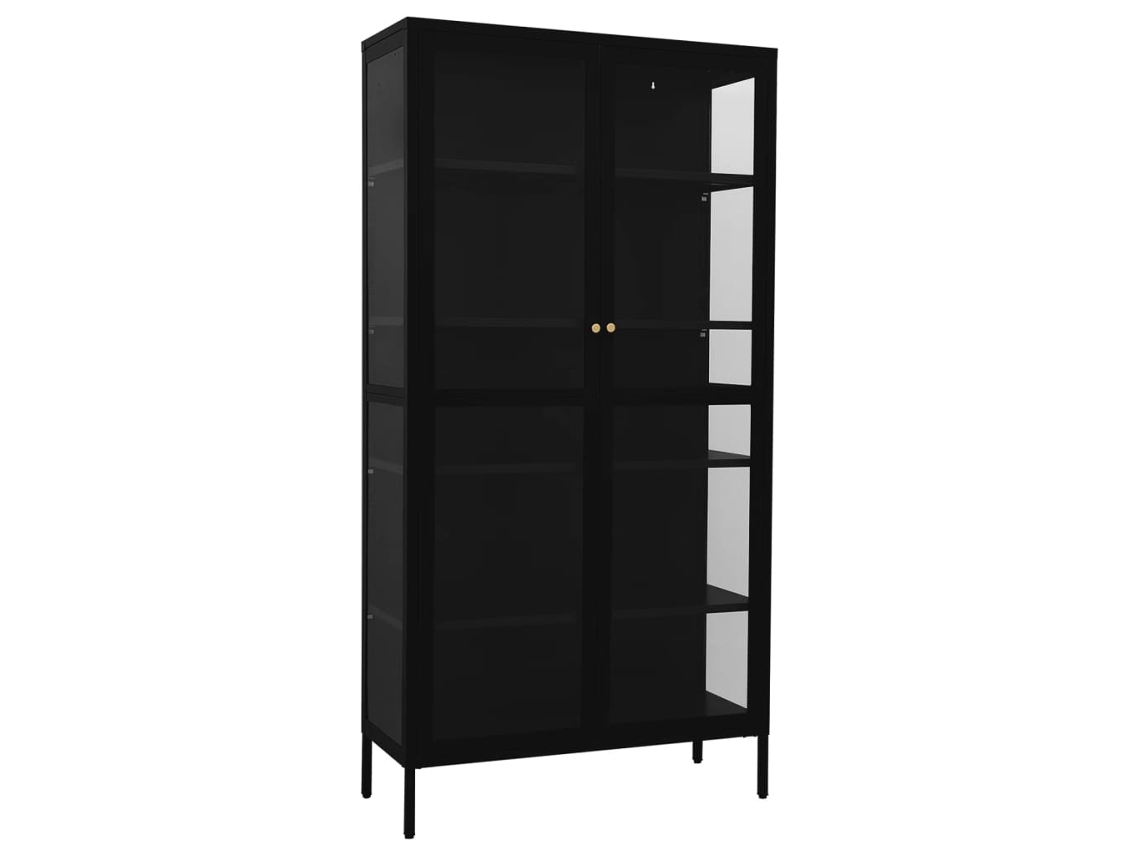 Maison Exclusive - Vitrina De Acero Y Vidrio Templado Negra 90x40x180 Cm