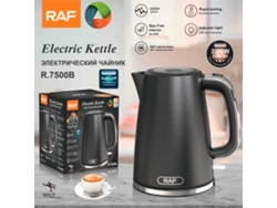 Hervidor eléctrico con interior de acero inoxidable, estándar europeo, 1,7 L, calentamiento rápido y apagado automático. Mdug (negro)