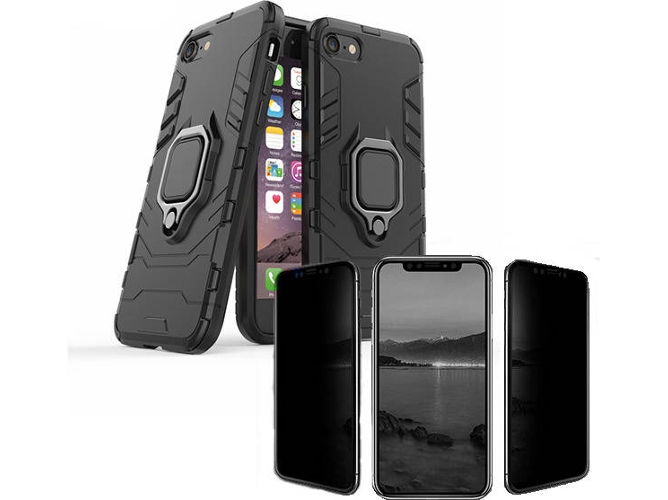 Kit Funda y Protector Privacy iPhone 7, 8 Military Defender Negro