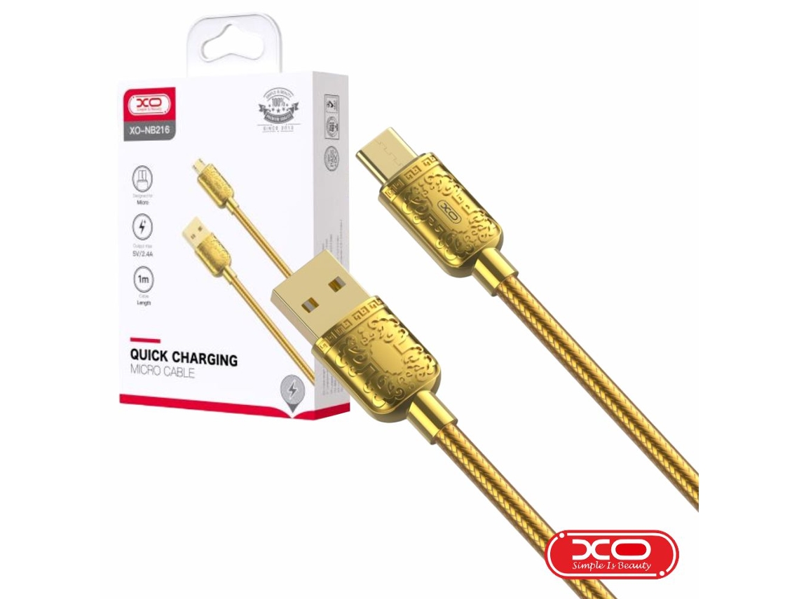 Cable USB A 2.0 macho / USB C 2.4a de 1 m, color dorado