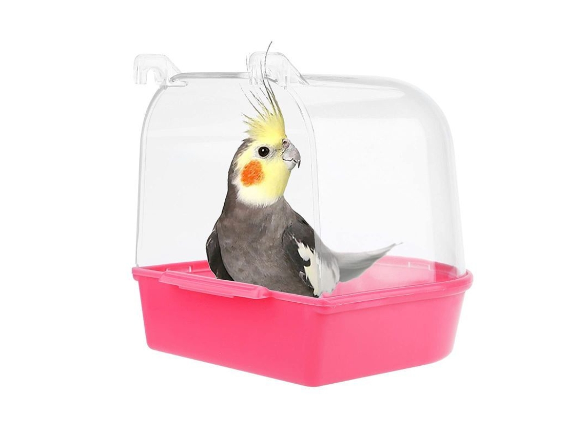 2026-baño Para Aves Colgante Linjou, Accesorio De Jaula Con Ganchos, Acrílico Transparente, Rosa
