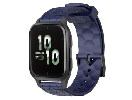 Correa de Reloj Inteligente para Garmin Forerunner Sq2 20 mm Silicona de Color Sólido con Patrón de Fútbol (Azul Marino)