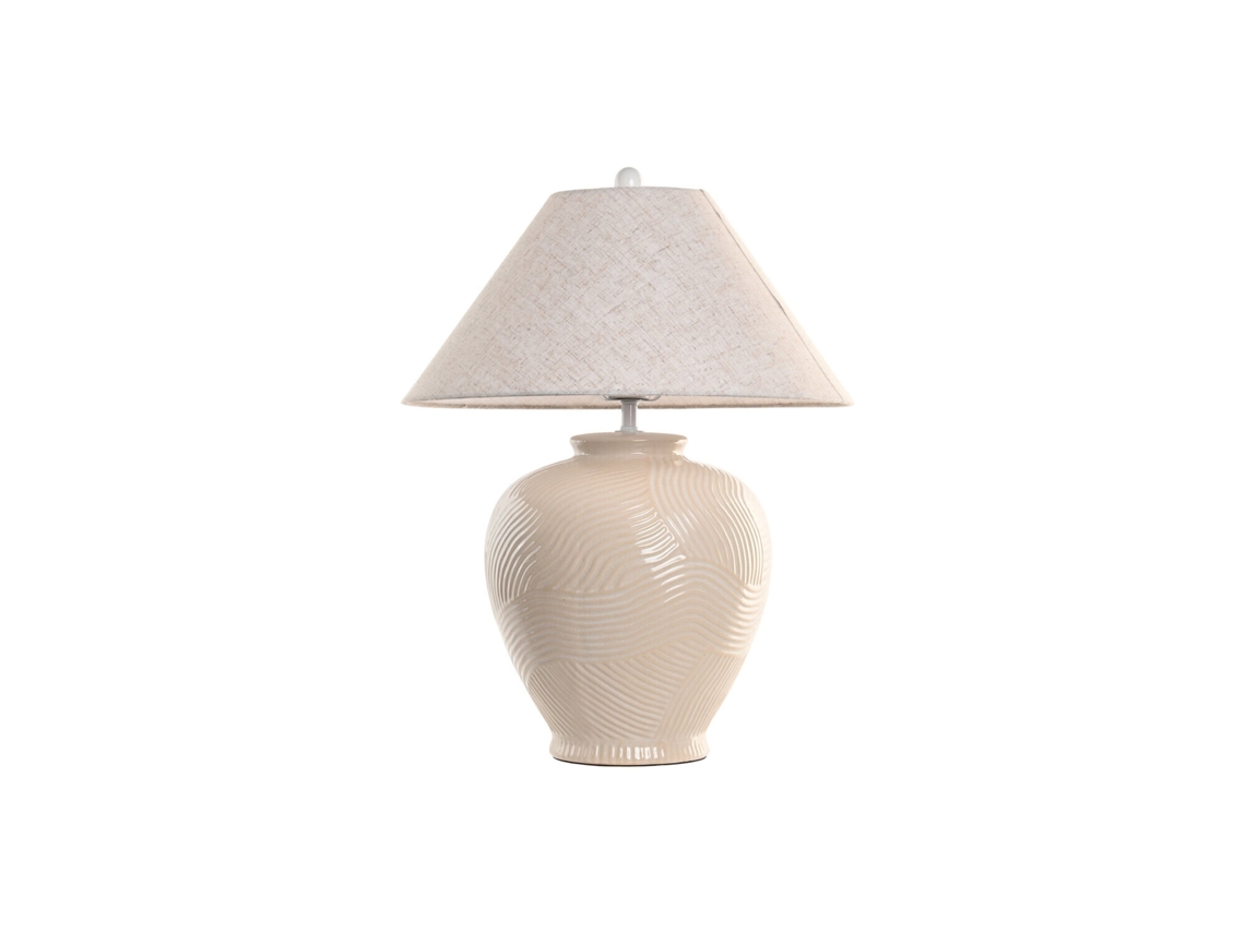 Lampara Sobremesa Ceramica Lino Crema 45x45x60cm