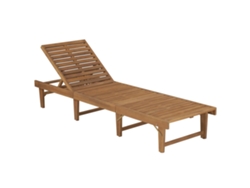 Chaise longue plegable con cojín, madera maciza de acacia, EXCLUSIVA DE LA CASA