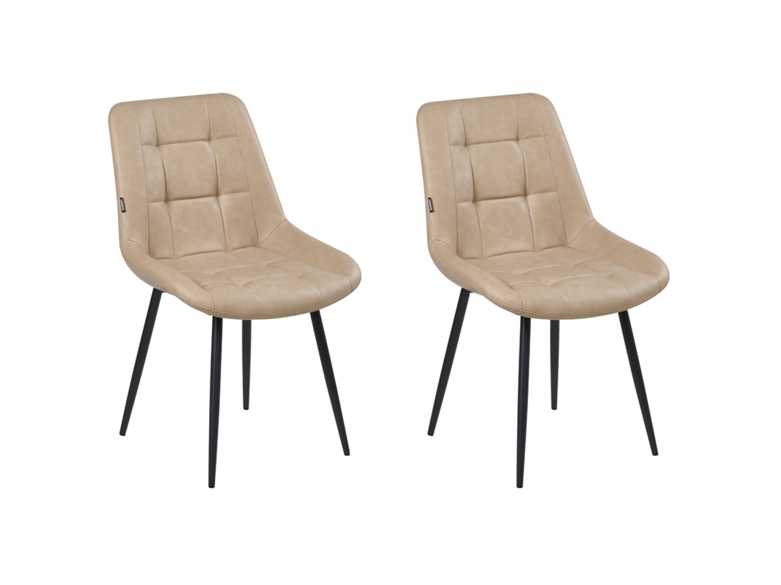 Sillas BELIANI Melrose de piel sintética de lujo en color crema (51 x 58 x 85 cm)