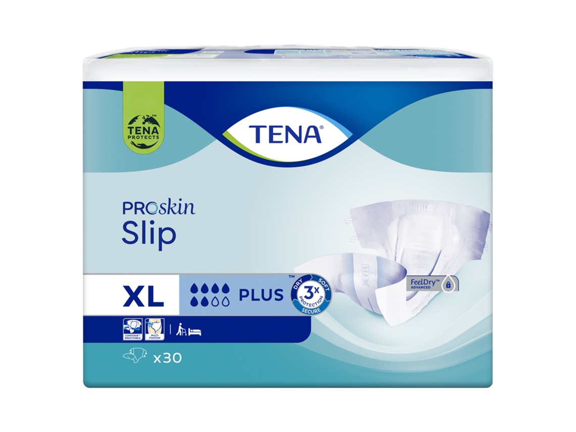 Pañales para adultos Tena Slip Proskin Plus XL, paquete de 30, Essity