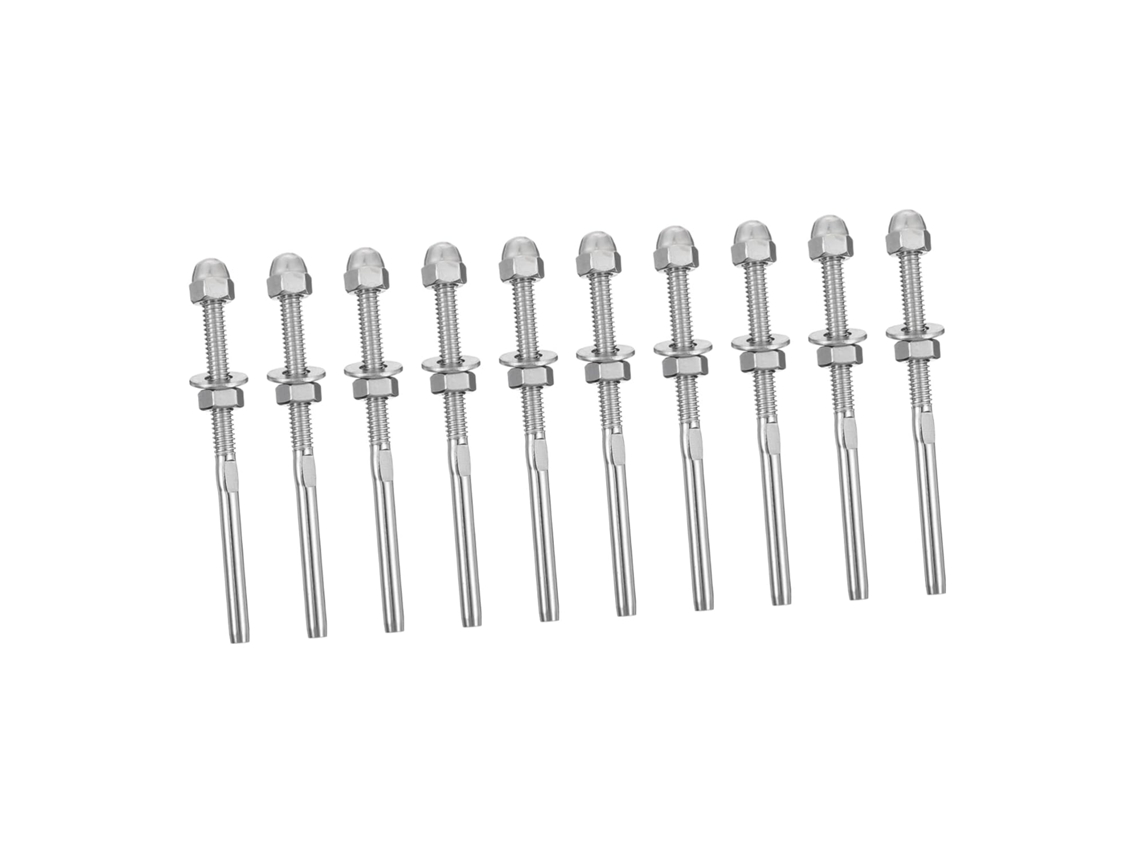 10 Tensores De Cable De Acero Inoxidable Para Barandillas Con Terminales Roscados De Alta Resistencia.