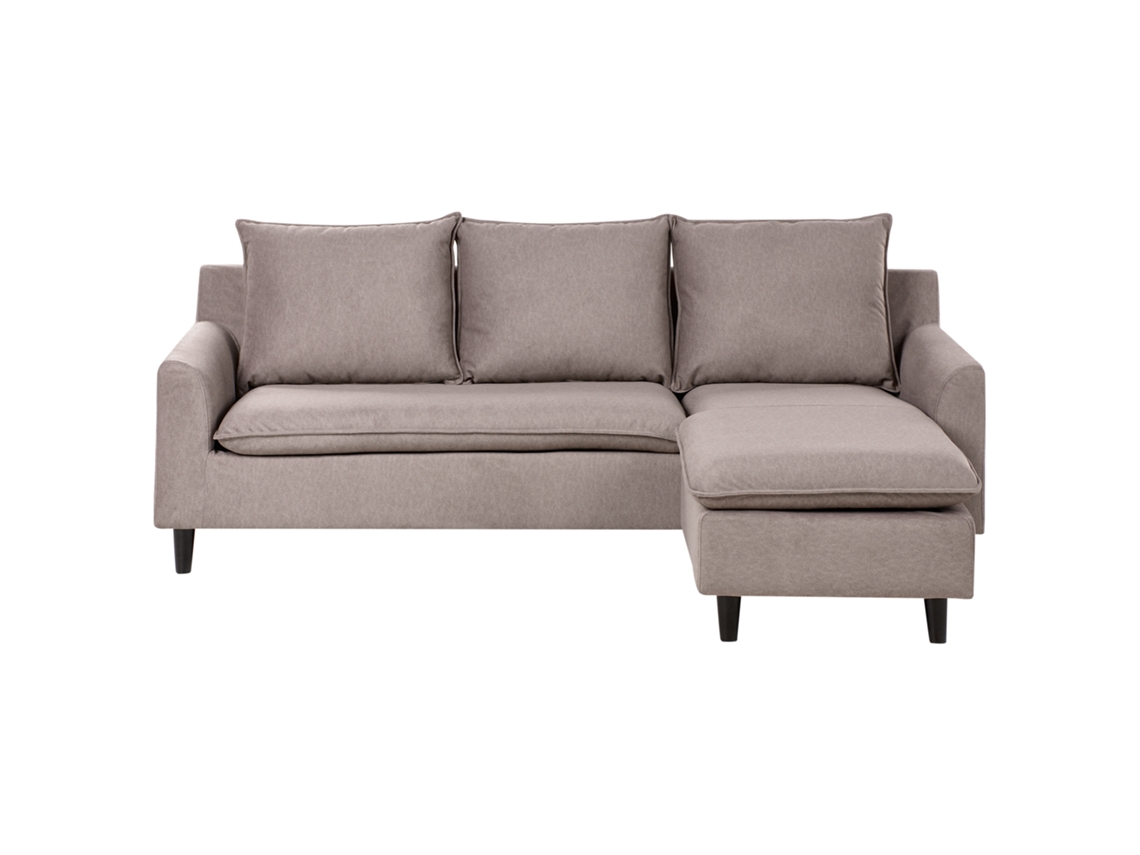 Sofá De Esquina Beliani Elvenes De Veludo Creme 206x140x69