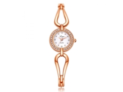 Reloj De Pulsera Unisex Gaiety Con Decoración De Cristal, Esfera Redonda, Movimiento De Cuarzo Marrón Claro.