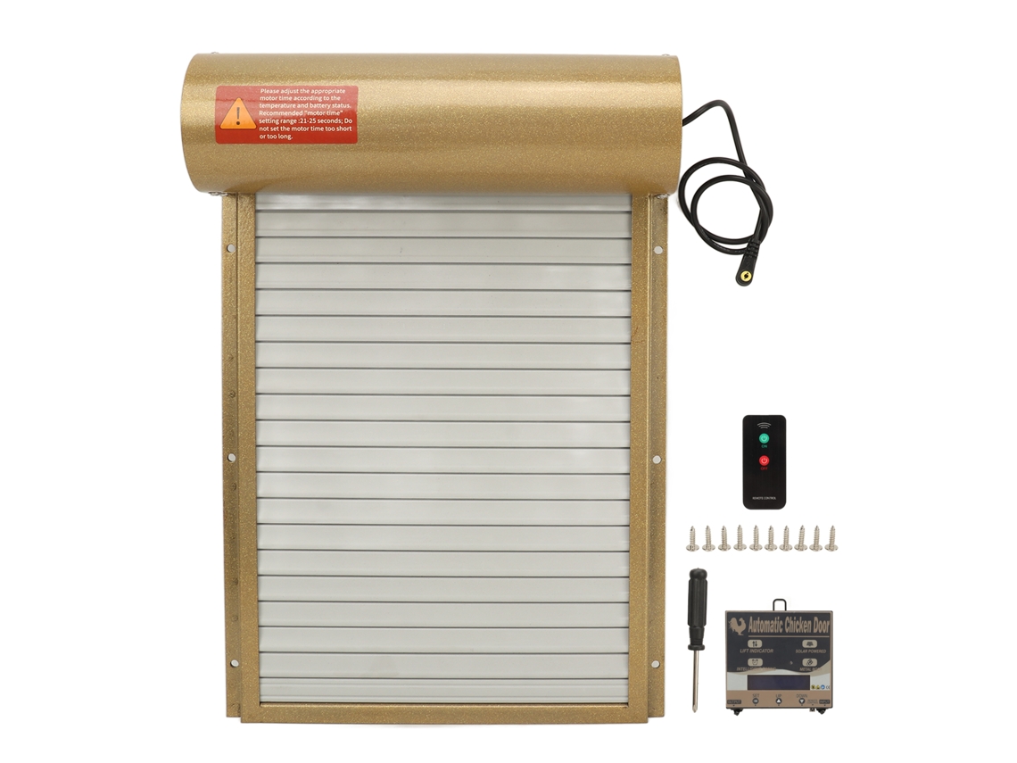 Abridor automático de puerta para gallinero, funciona con pilas, temporizador, sensor de luz, control remoto, pantalla LED, puerta automática manual