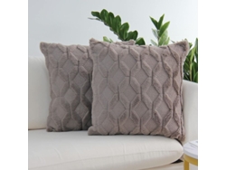Rebe-funda Almohada Lana Pelo Suave Decorativa Lujo Cremallera Invisible 18x18 Pulgadas Gris Oscuro Paquete 2