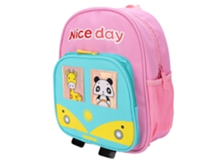 Mochila Infantil Para Jardín De Infancia Con Un Bonito Diseño De Animales De Dibujos Animados, Tela Rosa, Tela Oxford.