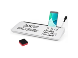 Pizarra Blanca De Cristal Para Escritorio Con 5 Compartimentos Y Soporte Para Teléfono Móvil/tableta.