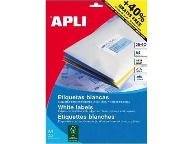 Etiquetas Adhesivas APLI 13882 para Impresoras Inkjet/Laser