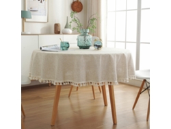 VIVILIYYA Capa De Mesa Ecológica De Linho Com Design De Borla Estilo Boêmio, Para Uso Interno E Externo, Resistente A Arranhões, Lavável À Máquina E À Prova De