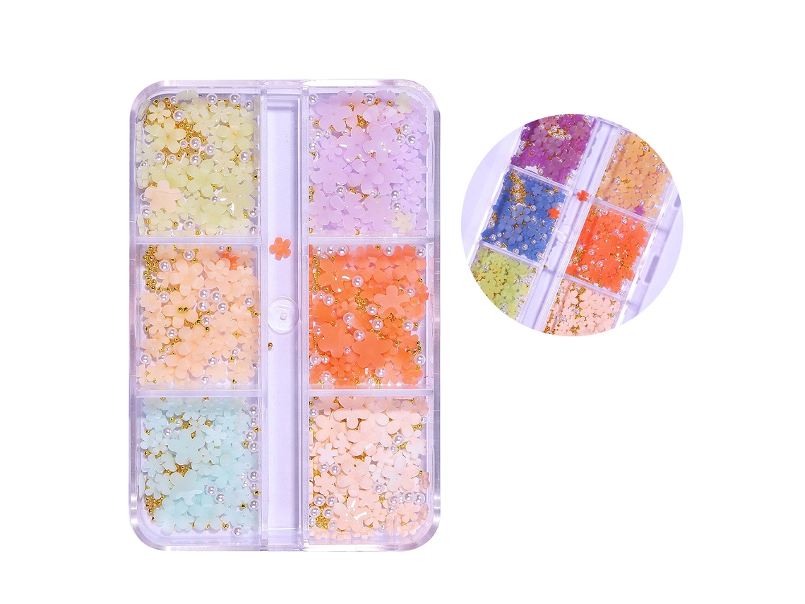 Decoración De Uñas 3d Para Uñas Acrílicas, Grado 6, Flores Para Uñas 3d, Decoración De Lazo De Corazón Con Diamantes De Imitación, Manicura Diy