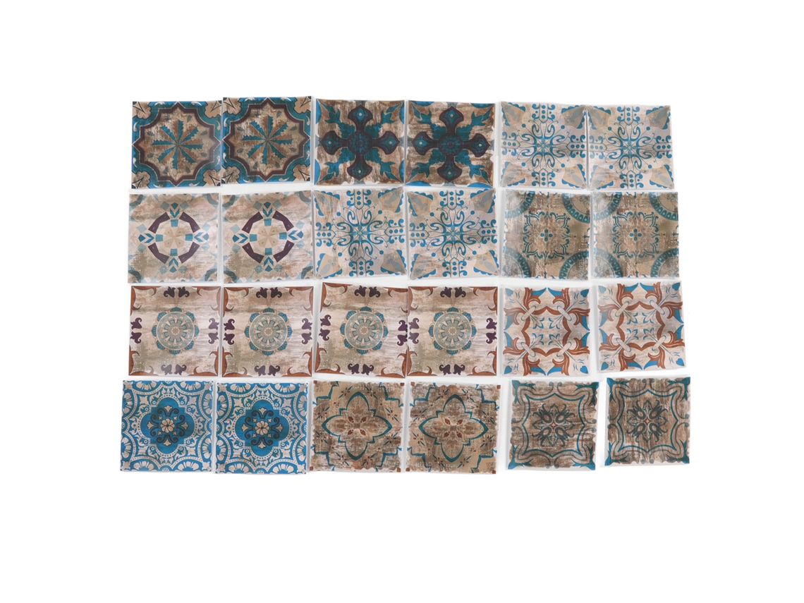 24 Pegatinas Autoadhesivas Impermeables Con Diseño Floral Antiguo Para Azulejos, 15x15 Cm. Decoración De Pared Para Cocina.