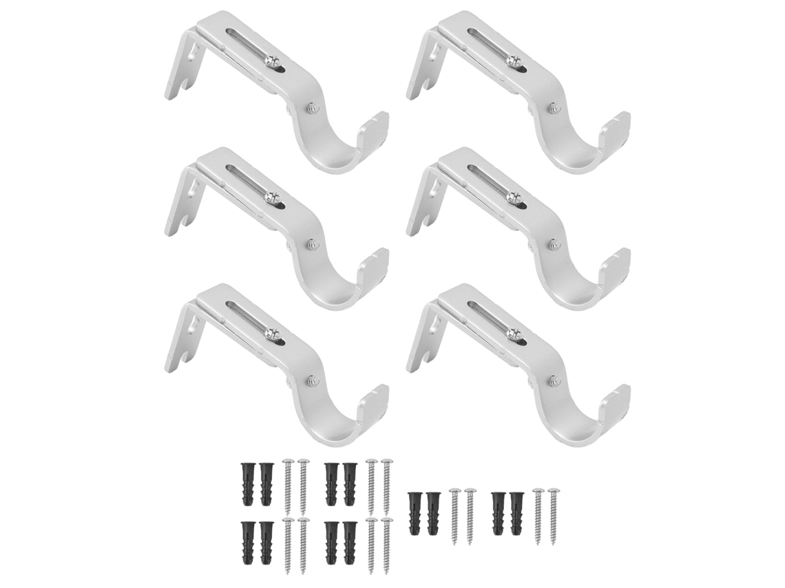2026 Store-6pcs Soportes De Varilla De Cortina De Hierro Ajustables Para Pared Montaje Plata