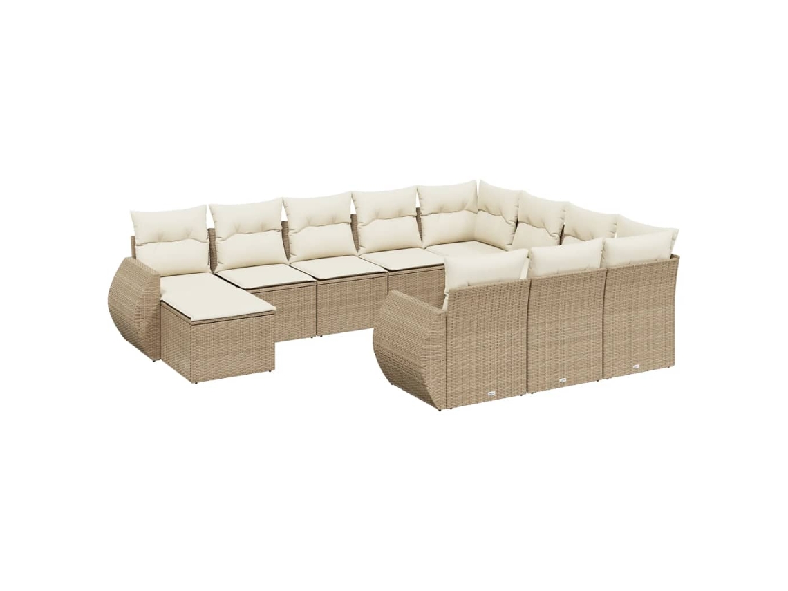 Maison Exclusive - Set De Sofás De Jardín 11pzas Con Cojines Ratán Sintético Beige