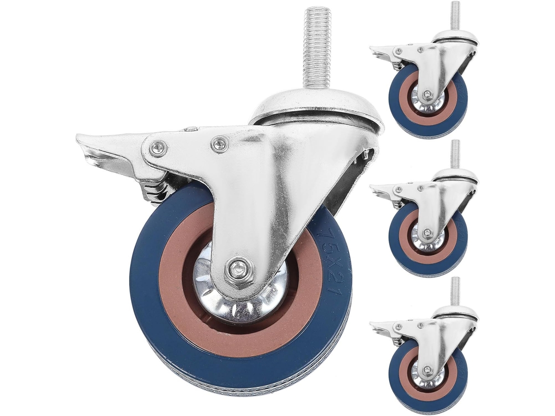 Ruedas 3 Industriales Pvc Pulgadas Freno M10x30 Gris Juego