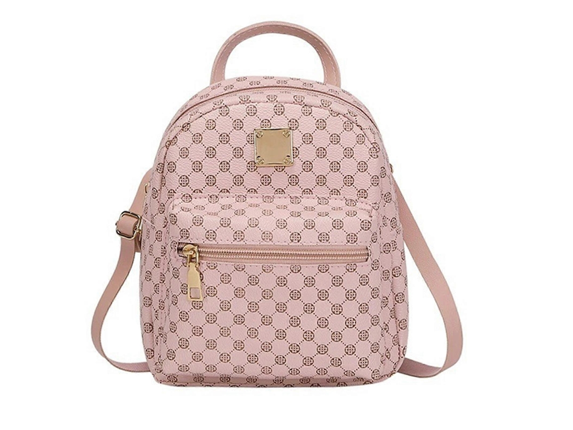 Mini mochila con elegante estampado floral, ligera y práctica para estudiantes, profesionales y viajeros. Color rosa.