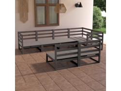 Conjunto de salón de jardín de 7 piezas DKD Home Decor en pino macizo gris