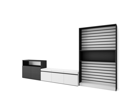 Muebles de Salón para TV 360x186x35cm Para TV hasta 65 Mueble Televisión Blanco y negro