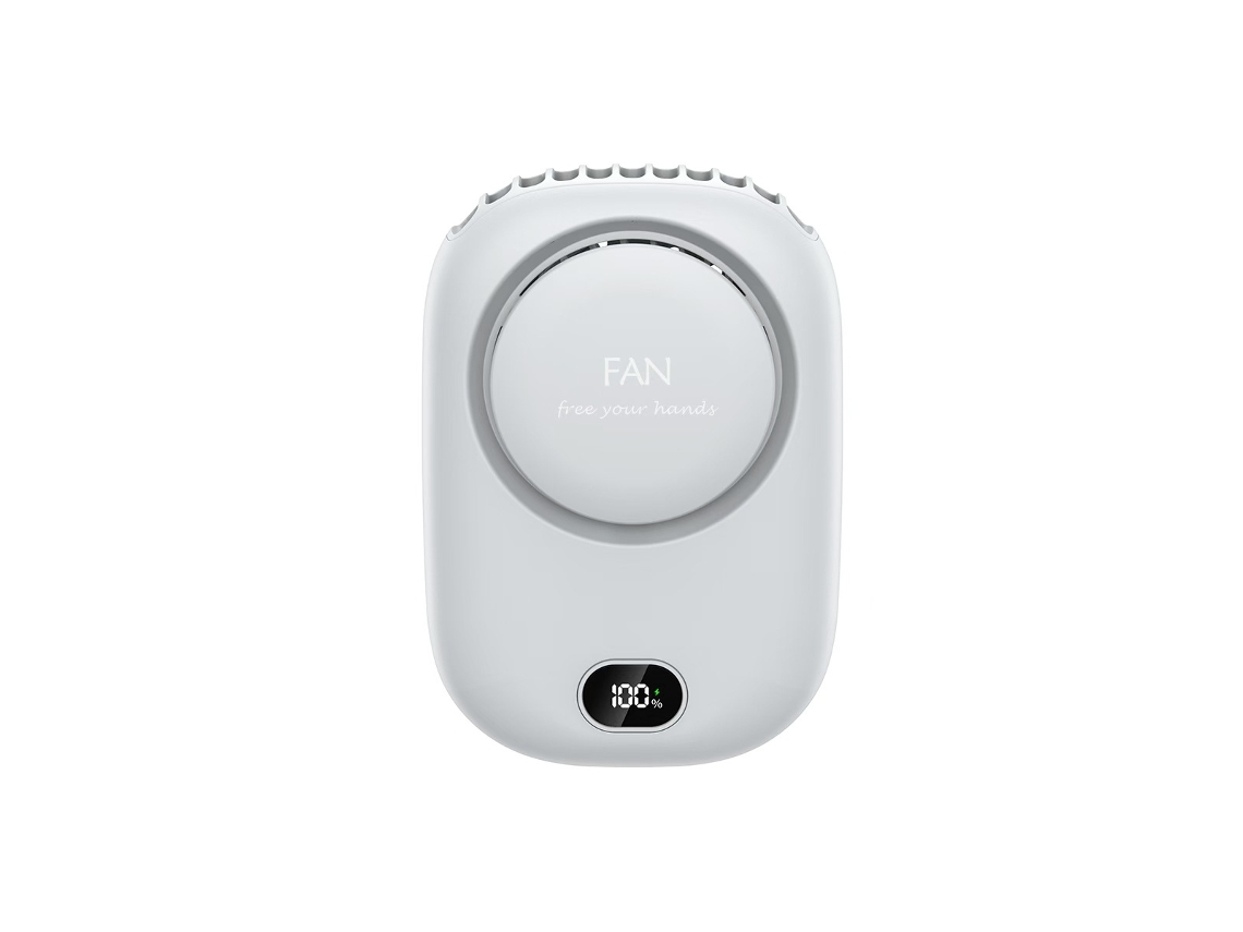 Ventilador portátil recargable Digitallab, con pantalla de potencia, para llevar colgado del cuello o la cintura (gris)