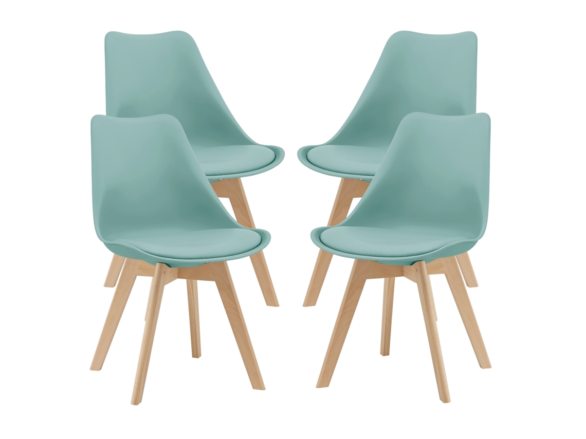 Juego de 4 sillas de comedor Fläten [EN.CASA] estilo escandinavo 82x49x54cm cuero sintético - Verde menta