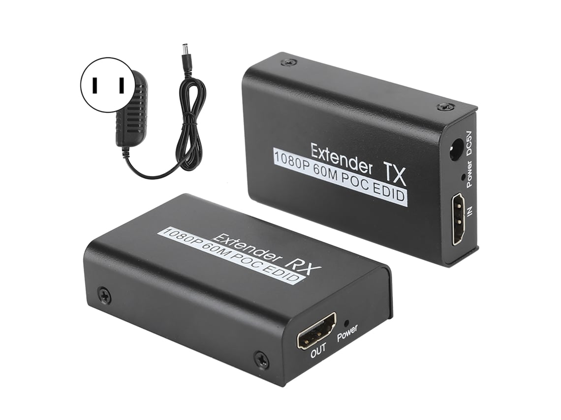 Extensor Hdmi 60m Transmissor Com Cabo Poc Edid Learning Resolução 1080p Para Tv Projetor Monitor