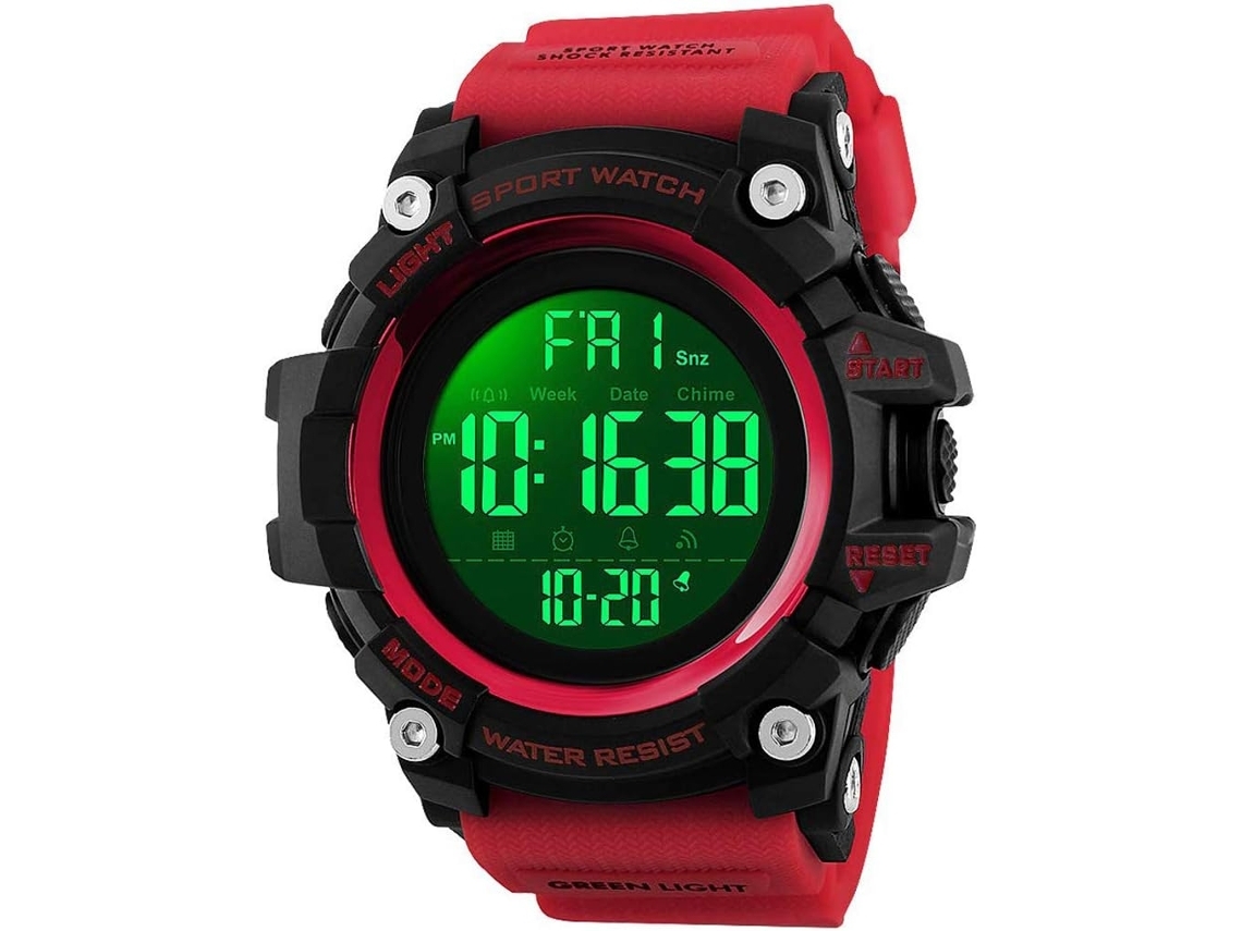 Reloj de pulsera para hombre 50M con alarma Manecillas impermeables Led-Negro