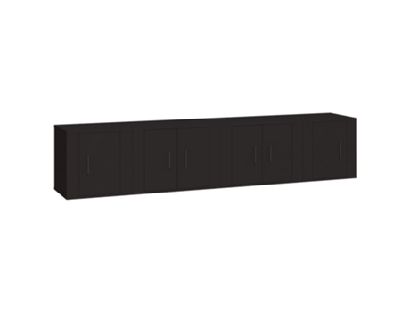 Conjunto 4 de muebles para TV VIDAXL madera contrachapada negro