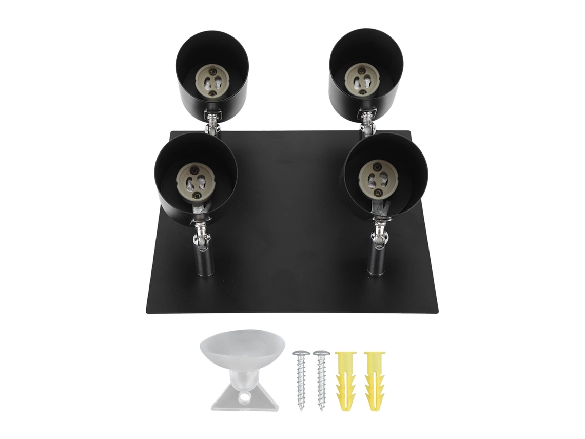 Rebe-focos De Riel Industrial Ajustables Modernos Negro Con 4 Soportes Gu10 Para Iluminación De Riel