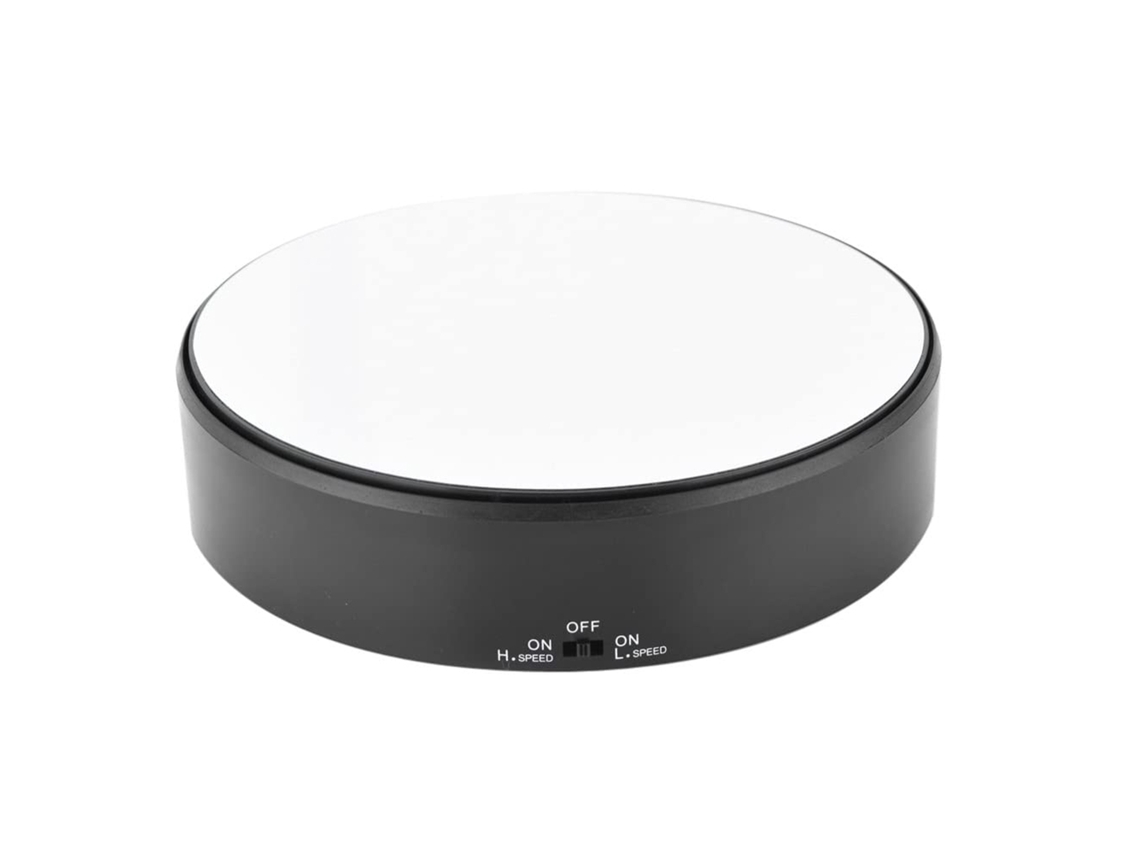Soporte para joyería ajustable con rotación de 360° y velocidad variable.