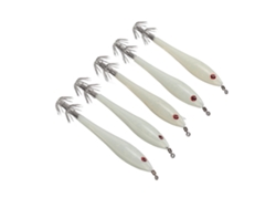 5 Señuelos Artificiales De Calamar Con Doble Anzuelo, Luminosos, De Acero Inoxidable Para Pesca.