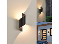 Aplique De Pared Para Interior/exterior — 10 W, Luz Blanca Cálida — Resistente Al Agua (ip65) — Diseño Metálico Con Efecto Espiral — Negro