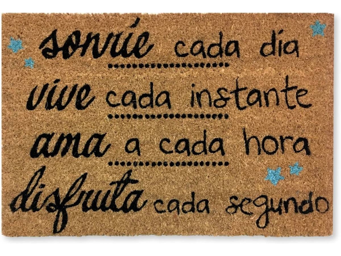 Felpudo KOKO DOORMATS Sonrie, Vive, Ama (Castaño - 60 x 40 x 1,50 cm - Fibra de Coco y PVC)