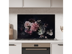 Panel antisalpicaduras de cocina con flores - Estilo vintage - Tonos pastel - Rosa - Blanco 90x60 cm