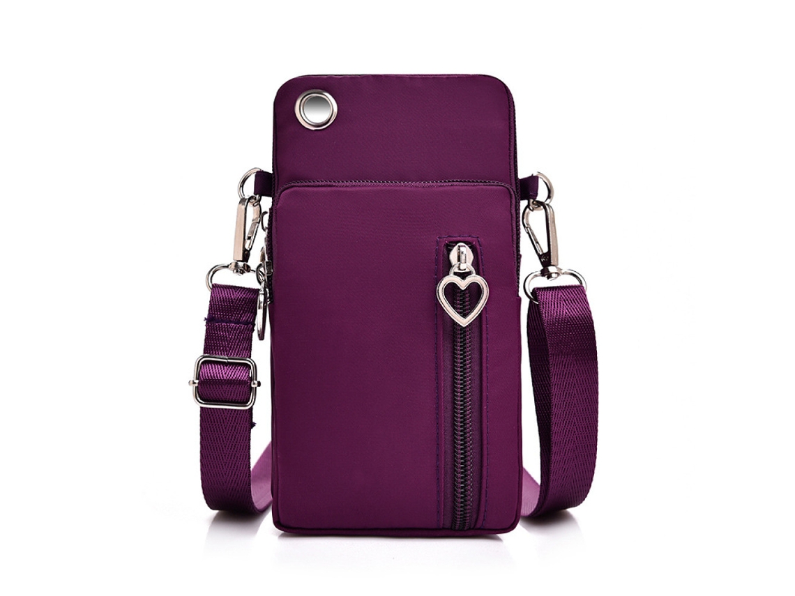 Bolsa para Celular Vermelho Púrpura Tamanho Grande com Orifício para Fone de Ouvido