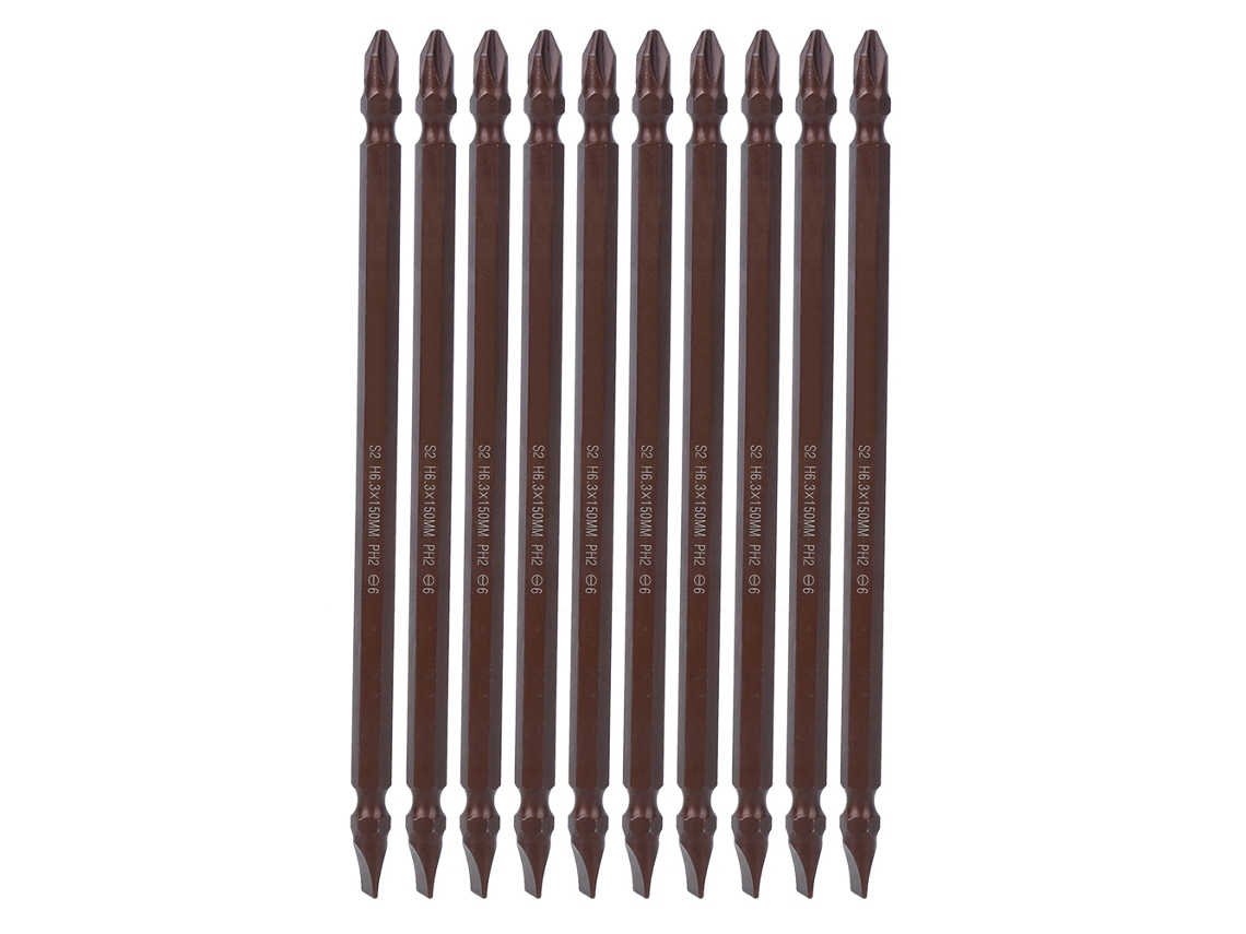 Juego De 10 Puntas De Destornillador Magnéticas De Doble Extremo H6.3 De 150 Mm Para Herramientas De Ferretería.