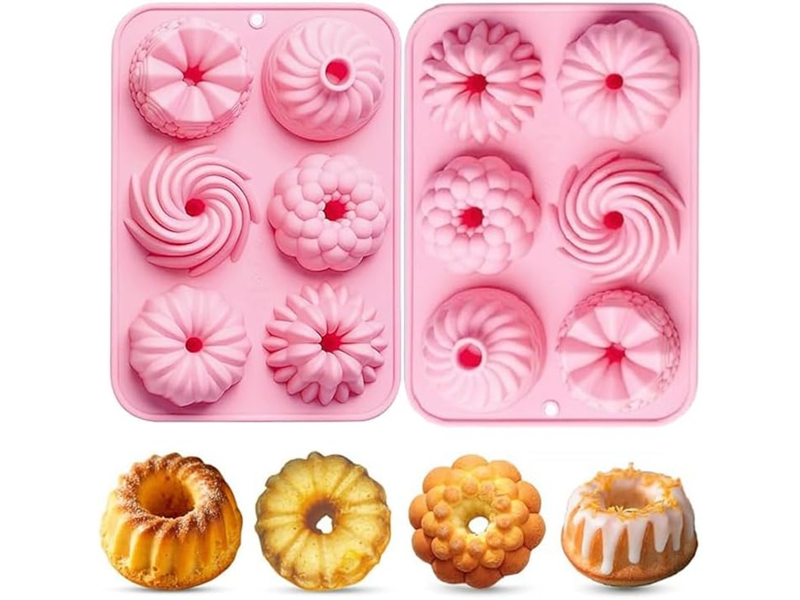 Mini Moldes De Silicone Para Bolos Bounter - 2 Conjuntos - Rosa
