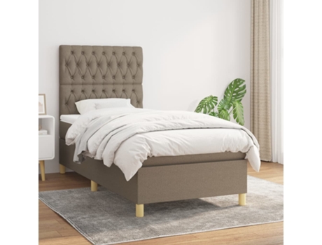 vidaXL Cama con somier y colchón 90x190 cm tela gris marrón