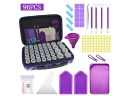Caja de almacenamiento de cuentas para joyería y pintura de diamantes Digitallab de 96 piezas (44 ranuras con herramientas)