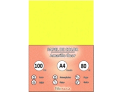 A4 80Gr Paper Fluor Amarillo 100 Hojas