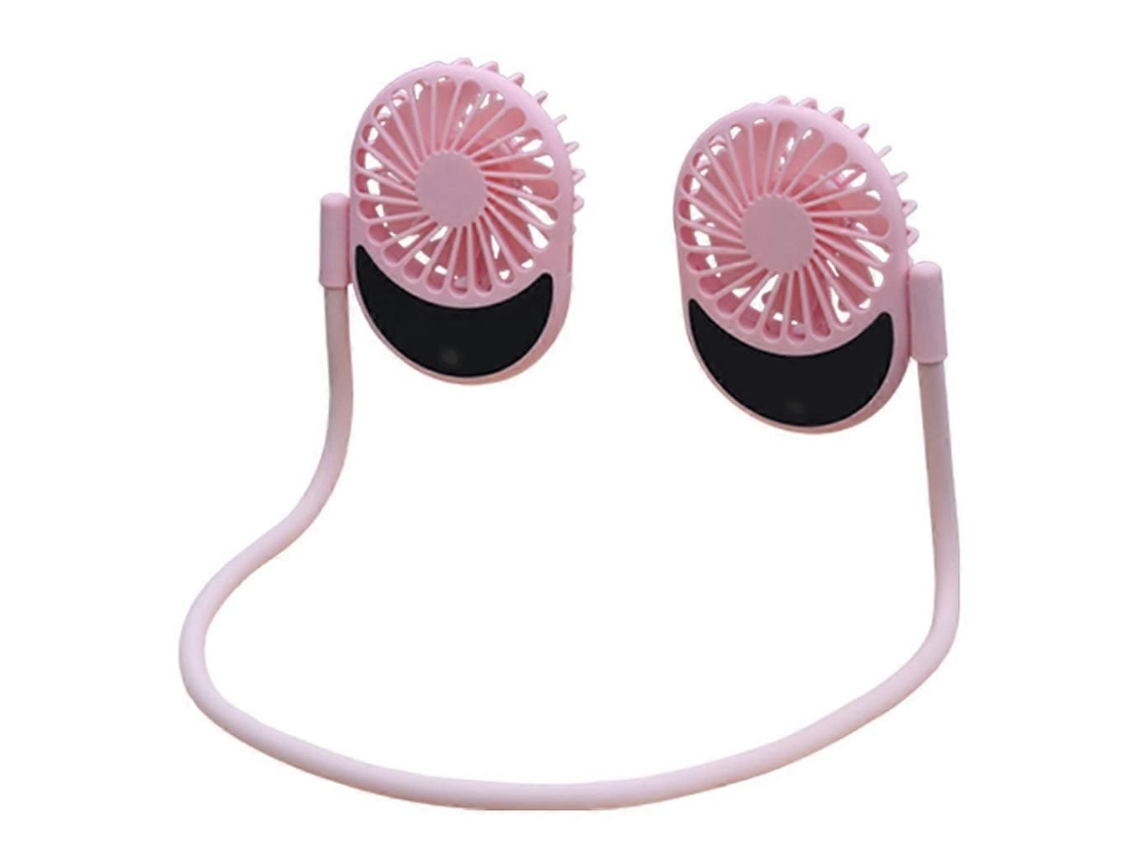 Ventilador Portátil Recarregável Via Usb, Mini Ventilador De Pescoço, Ar Condicionado, Climatizador, 3 Velocidades Ajustáveis, Rosa.