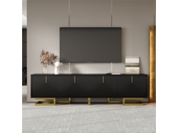 Mueble para TV y aparador en madera natural de 180x40x55 cm, con espacio de almacenamiento, para televisores de 70 pulgadas. KOMHTOM